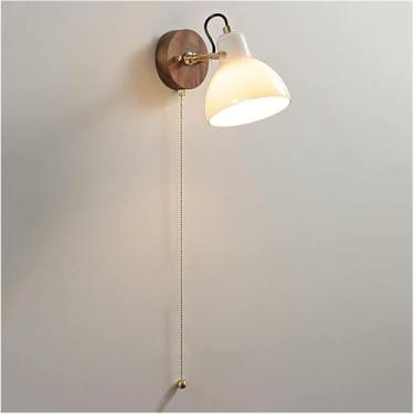 Imagem de Luminária de parede em cobre e nogueira, abajur de vidro, luminária de parede moderna e minimalista em nogueira, base E14, luminária de parede para villa, sala de estar, hall de entrada, esc