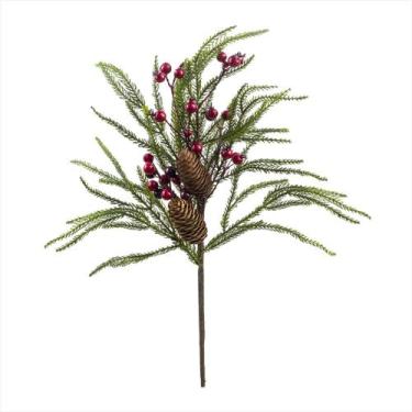 Imagem de Galho Haste Pinheiro Com Pinha E Berry Toque Real 60 CM - Casa Natale