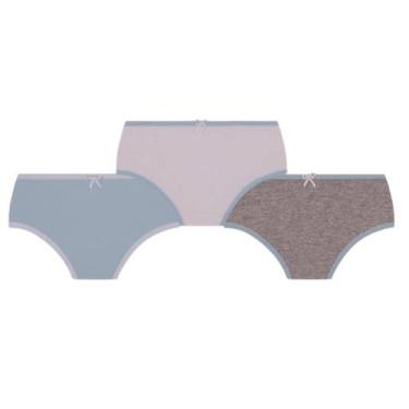 Imagem de Calcinha Lobinha Infantil Básica 18101-089 C/3, Branco, Azul, Cinza, 6