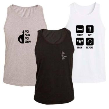 Imagem de KIT 3 Regata Ragor Algodão Treino Academia Casual Musculação, Branco, 