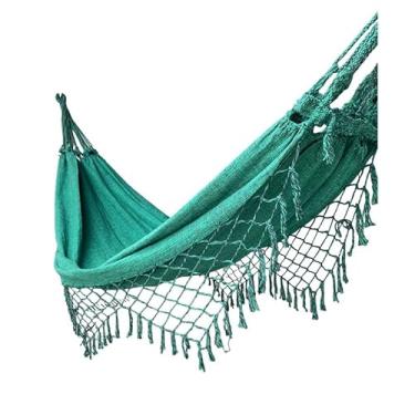 Imagem de Conforto em Rede de Dormir para Casal - Rede de Algodão Natural para Lazer e Descanso(Verde militar)