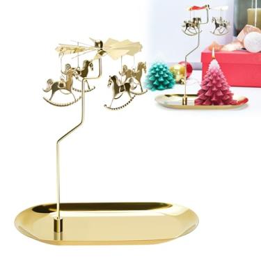 Imagem de UCINNOVATE Castiçal giratório de Natal, conjunto de castiçais giratórios de carrossel para amantes de velas, casamento romântico, festa de Natal, decoração de lareira, decorações de mesa para casa