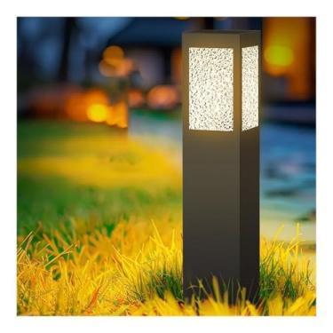 Imagem de Lâmpada de coluna de cerca de coluna para ambientes externos, luz de caminho de paisagem solar, moderna, luminária de poste de amarração de LED com sombra de vidro, lanterna solar externa à prova