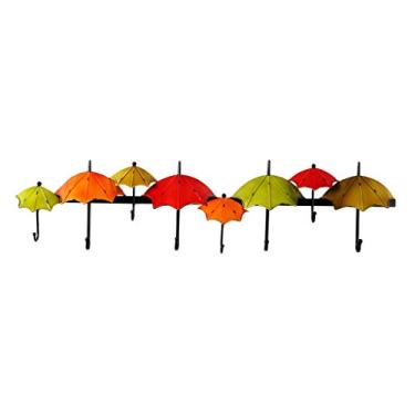 Imagem de Guarda-chuva colorido decoração cabideiro montado na parede em ferro forjado multicolorido gancho para casaco de 6 casacos/cabideiro/porta-chaves/cabide de chapéu montado na parede moderno cabide