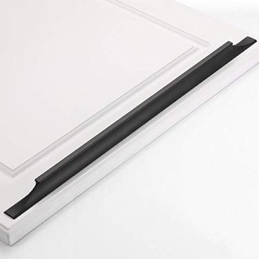 Imagem de HCZKIUJY Puxador de armário sólido, puxadores de gavetas em liga de alumínio, hardware para móveis, para barra, quarto, cozinha, toucador, manípulo para móveis, preto mate
