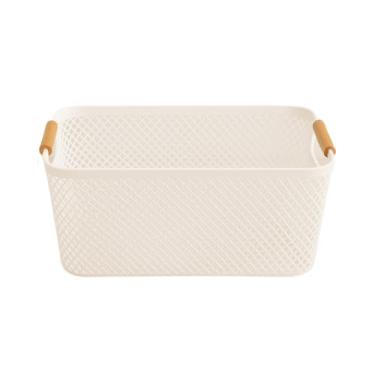 Imagem de Cesto Organizador Fruteira Multiuso Utensílios Quarto Cozinha Lavanderia 25x17/ 31,5x21/37x22,6cm(PLÁSTICO BRANCO G 36,8x22,8CM)