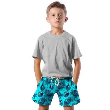 Imagem de Shorts Infantil Bermuda Calção Praia Verão Caranguejos Mar Cartoon 100