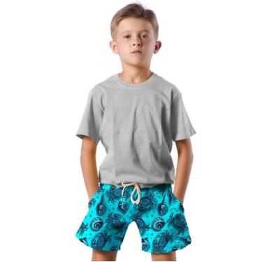 Imagem de Shorts Infantil Bermuda Calção Praia Verão Caranguejos Mar Cartoon 100