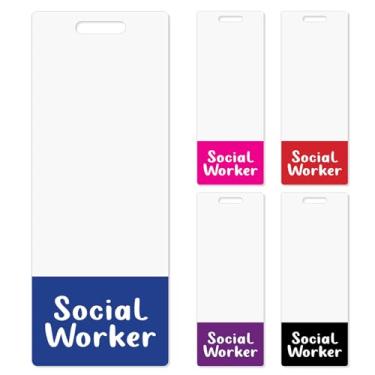 Imagem de Toykee Porta-cartão grande para crachá de assistente social – Acessórios verticais de assistente social GG azul rosa preto roxo vermelho crachá de identificação crachá de identificação crachá com nome