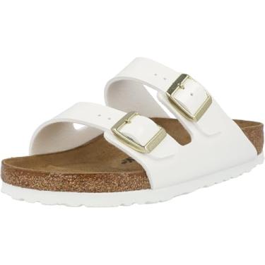 Imagem de Sand lia de couro unissex Birkenstock Arizona, White Parent Birko-flor, 11-11.5 Women/9-9.5 Men