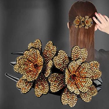 Imagem de Grampo de cabelo floral temperamento doce acessórios de cabelo feminino antiguidade acessório de cabeça resina mãe garra de cabelo combina com tudo (F)