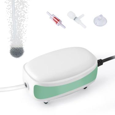 Imagem de FEDOUR Mini bomba de ar de aquário, aerador de tanque de peixe ajustável Whisper, bomba de oxigênio silenciosa com acessórios (saída simples)