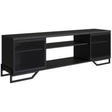 Imagem de Rack Industrial 180 Cm 2 Pt Com Tela Em Metal 1027 Preto Pp Preto - PL