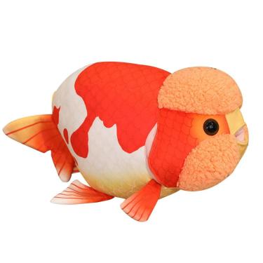Imagem de Boneca de brinquedo de pelúcia realista Ranchu Fish 50 cm recheada com algodão PP