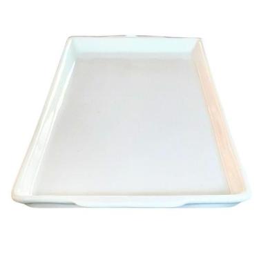 Imagem de Bandeja Travessa Refratária de Porcelana Branca - 36cm x 18,5cm x 2,5c