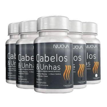 Imagem de Kit 5 Nuova Cabelos E Unhas Biotina Catarinense 60 Cápsulas
