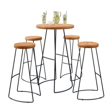 Imagem de Kit Mesa Bistrô Redonda E 4 Banquetas Alta Astra Base Metálica - Pallazio
