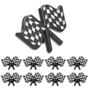 Imagem de Broche de bandeira de corrida esmaltado preto e branco 6/12/50/100 peças joia divertida presente lembrança para homens mulheres festival chapéu saco vestido terno, Liga metálica, galvanoplastia, Sem