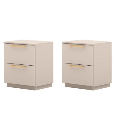 Imagem de Kit 2 Mesa De Cabeceira 2 Gavetas 50 Cm Dub 50019 Fendi Vlr