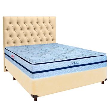 Imagem de Kit Cama Box + Cabeceira + Colchão Casal Molas Ensacadas - Blue - Paropas