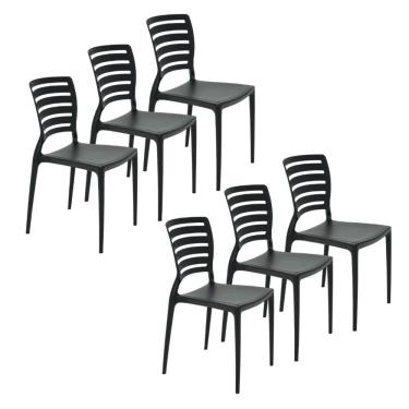 Imagem de Conjunto 6 Cadeiras Sofia em Polipropileno e Fibra de Vidro Preta Tramontina