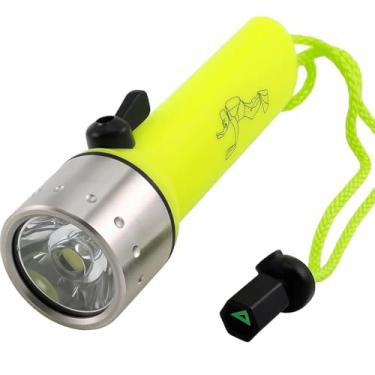 Imagem de Lanterna de Mergulho LED, Verde Fluorescente, 16cm, Resistente à Água IPX6, 200lm, Alcance 50m