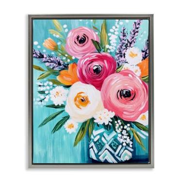 Imagem de Stupell Industries Vaso decorativo Ranunculus Bouquet Arte de parede em tela flutuante emoldurada dourada, design por Petal Prints Design, 21 x 17