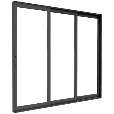 Imagem de Porta de Alumínio de Correr Lateral 3 Folhas Móveis Vidro Temperado 235x250cm Lucasa Eccellente Preto