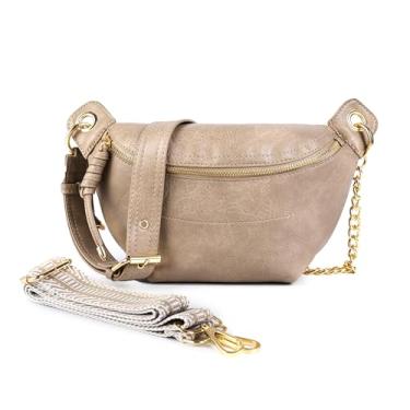 Imagem de Pochete de cintura para mulheres - Bolsa transversal moderna bolsa de peito bolsa de cinto com 2 alças ajustáveis, Damasco