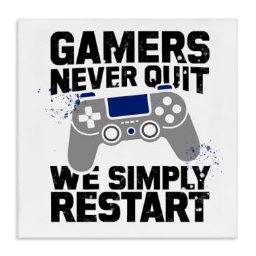 Imagem de Stupell Industries Arte de parede em tela Simply Restart Gamer Motivation, design de Kim Allen, 61 x 61 cm