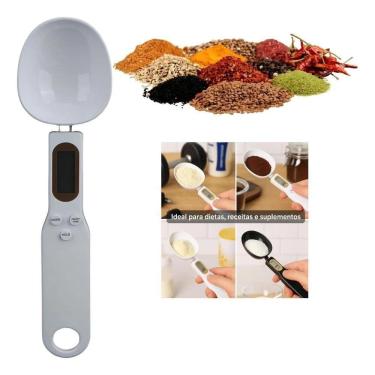 Imagem de Colher Balanca Dosadora Multifuncional Medidor Automatico Alimentos 500gr Lcd Dieta Precisao 500 Gramas Eletronico