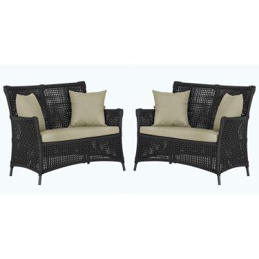 Imagem de 2 Sofás área Externa Igapó Alumínio Preta Corda Náutica E7 Preto