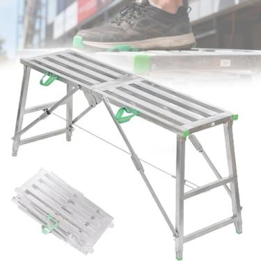 Imagem de Andaime DobráVel PortáTil, Plataforma De Trabalho Com Estrutura De AçO, Suportes ReforçAdos, Altura AjustáVel, Com Sapatas Silenciosas, Para DecoraçãO E ManutençãO 160 * 40 Cm