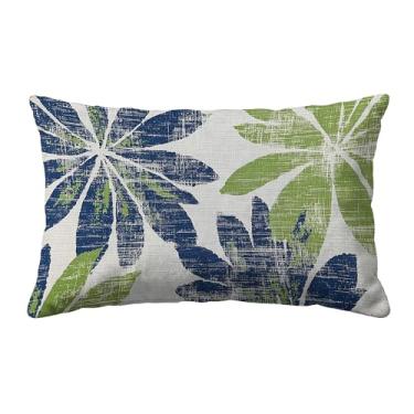 Imagem de Capas de almofada decorativas para lombar verde-oliva verde-oliva azul claro 30 x 50 cm para sofá-cama, capa de almofada de casa de fazenda, decoração de casa