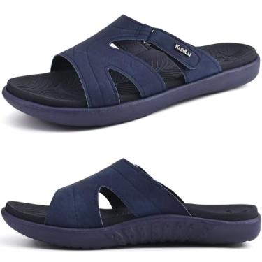 Imagem de KuaiLu Sandálias femininas modernas ortopédicas leves e atléticas para ioga com almofada grossa e palmilha ortopédica confortável para fascite plantar, Azul marinho, 39