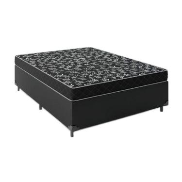 Imagem de Cama Box Casal 138 Tecido Sintético Preto Com Colchão Espuma D20 - Tampo Preto 12cm