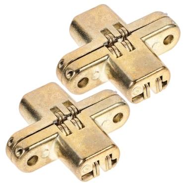 Imagem de Healeved 6 dobradiças cruzadas ocultas silenciosas de liga de zinco para uso em mesa invisível, dobradiças silenciosas para armários e móveis, sem parafusos incluídos para projetos