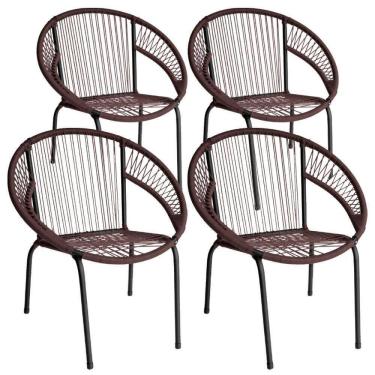 Imagem de Kit 4 Cadeira De Área Eclipse Tramado Fibra Sintética E Aço