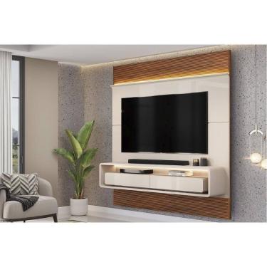 Imagem de Painel Home P/ Tv Até 70 Pol Taylor 179x207cm Off White/freijó - Dj Móveis