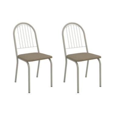 Imagem de Cadeira De Cozinha Noruega 2c077nk Aço Kit 2 Un Niquel-boucle Bege Fendi - Kappesberg