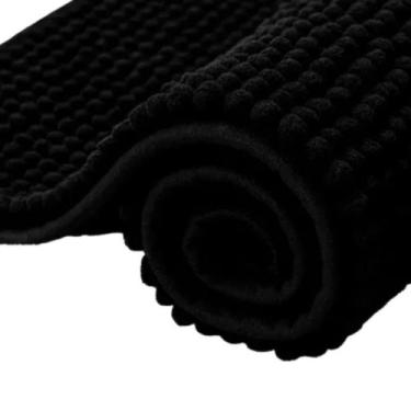 Imagem de Tapete Bolinha Preto 45x65 Microfibra Macarrão Antiderrapante - RG Sho