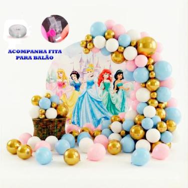 Imagem de Kit 150 Balões Festa Princesas Fita+ Bexigas Aniversários - RIVFESTAS