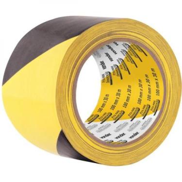 Imagem de Fita zebrada adesiva para demarcação 100 mm x 30 m - Vonder