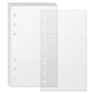 Imagem de 20 folhas com vários compartimentos transparentes para livros, inserções de álbum organizador de adesivos para fichário A6 de 6 anéis, para organizar adesivos, fotos, ingressos, cartões, dinheiro, 3