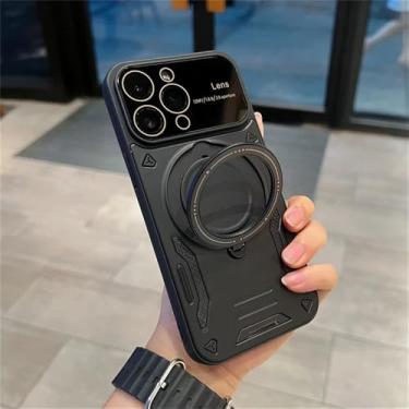 Imagem de Capa de carregamento sem fio para iPhone 11 12 13 14 15 16 Pro Max Plus Suporte magnético Suporte Bumper Capa à prova de choque, Preto, Para iPhone 15Pro Max