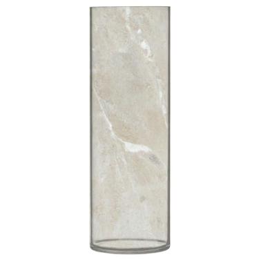 Imagem de JUZIHAI Vaso de textura de mármore bege para flores 9,9 cm x 30 cm de cilindro de plástico moderno para decoração de casa de centro de mesa de casamento