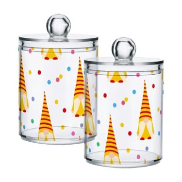 Imagem de Qilmy Pacote com 2 suportes Qtip para gnomos de Natal, frascos de boticário de 400 ml, vasilha organizadora de banheiro para cotonetes, bolas de algodão, almofadas de maquiagem, fio dental, sais de