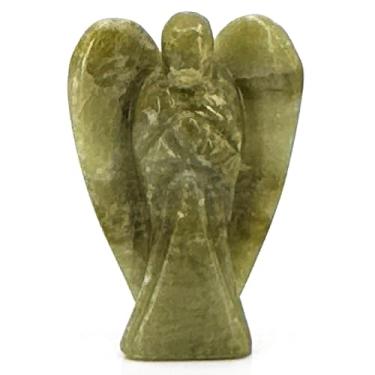 Imagem de Nelson Creations, LLC Estatueta de anjo da guarda Vesuvianita Vesuvianita de 5 cm esculpida à mão, excelente para crescimento espiritual, equilíbrio emocional e força interior