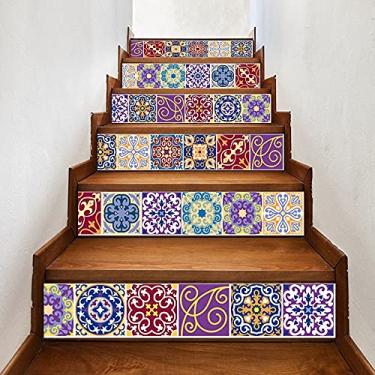 Imagem de AILEGOU Adesivos 3D para escada de tijolos, decalques removíveis para escada de azulejo para decoração de escadas para destacar e colar escadas para escadas de 100 x 17 x 6 peças (L100)