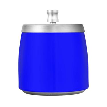 Imagem de Qilmy Cinzeiro de aço inoxidável de cor lisa azul liso com tampa - Cinzeiro de cigarro à prova de vento sem cheiro sem fumaça para casa, escritório, carro, pátio, varanda (uso interno e externo)